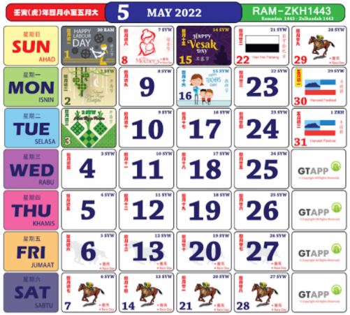 Kalendar mei 2022
