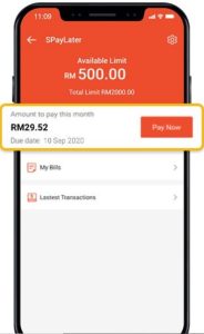 SHOPEE INSTALLMENT MALAYSIA Pada halaman utama SPayLater, pilih "Pay Now"